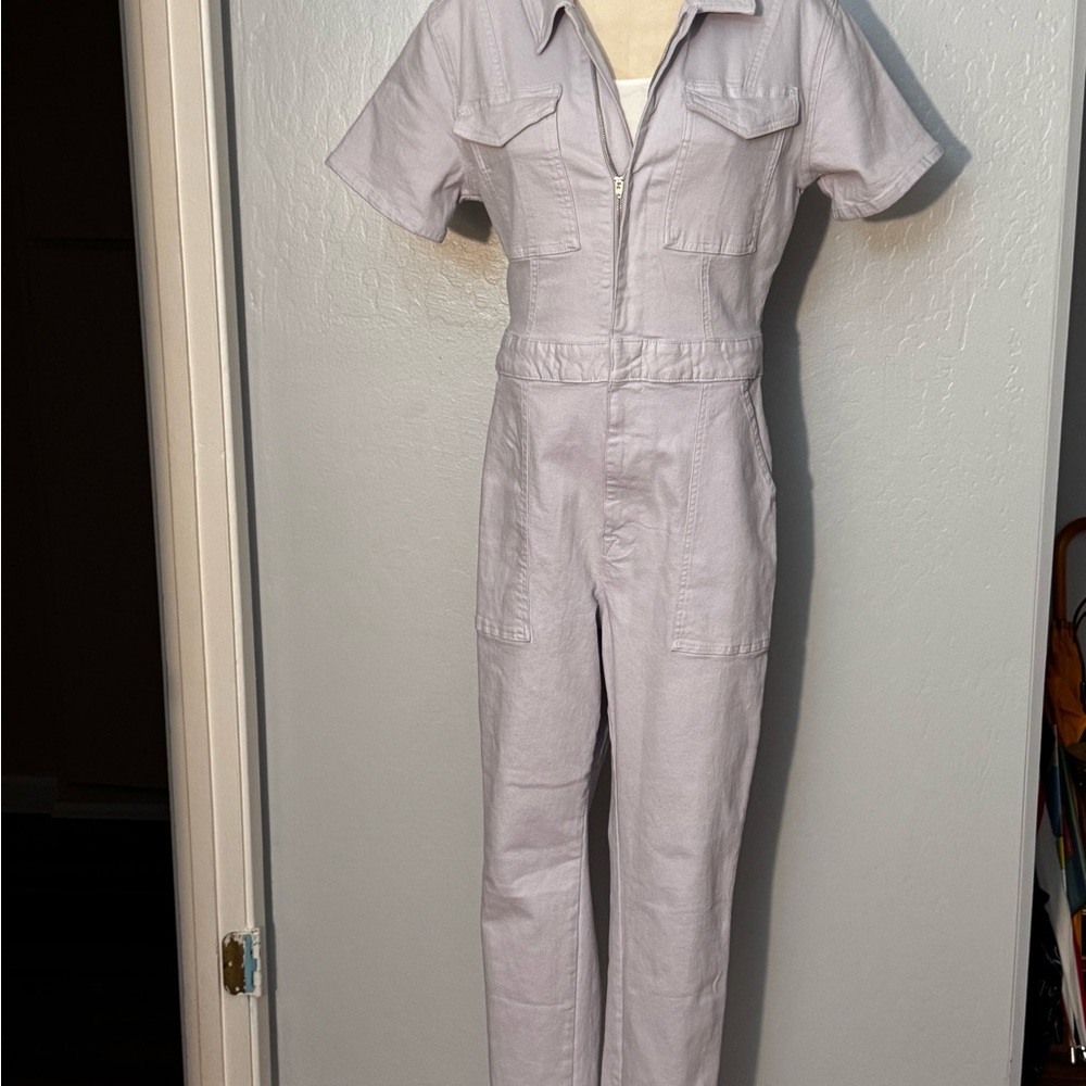 Good American Lilac Mist Denim Jumpsuit Size 4
